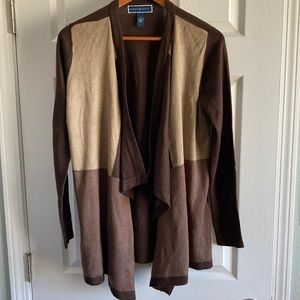 Karen Scott Brown Open Front Cardigan Small